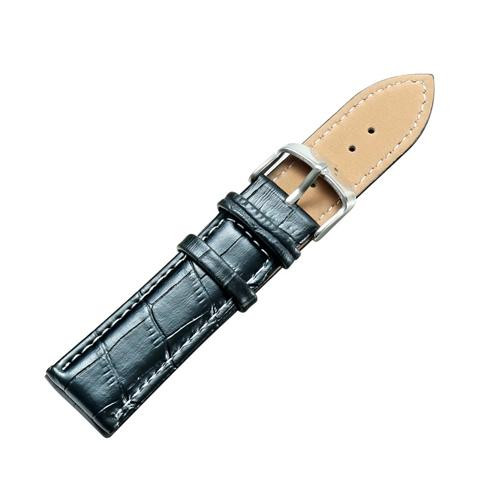 CAGARNY Simple Fashion Watches Band Silver Buckle Leather Watch Band, Width: 22mm(Black)
