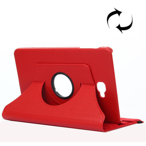 For Galaxy Tab A 10.1 / T580 Litchi Texture 360 Degree Rotating Horizontal Flip Leather Case with Holder(Red)