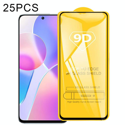 25 PCS For Honor X30i / X8 9D Full Glue Full Screen Tempered Glass Film