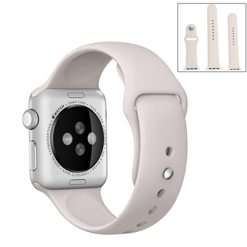 For Apple Watch Series 7 45mm / 6 & SE & 5 & 4 44mm / 3 & 2 & 1 42mm High-performance Ordinary & Longer Rubber Sport Watch Band with Pin-and-tuck Closure