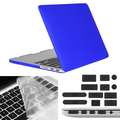 ENKAY for Macbook Pro Retina 13.3 inch (US Version) / A1425 / A1502 Hat-Prince 3 in 1 Frosted Hard Shell Plastic Protective Case with Keyboard Guard & Port Dust Plug(Dark Blue)