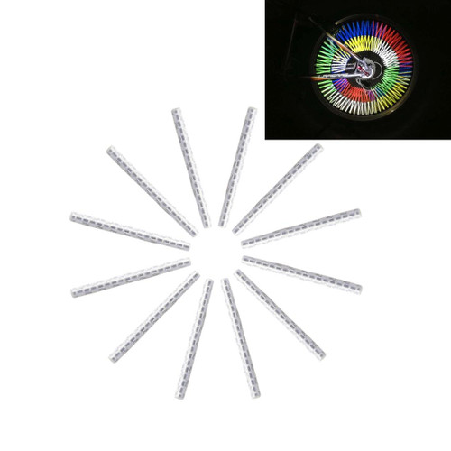 OQSPORT 12 PCS Bicycle Wheel Spoke Reflector Reflective Mount Clip Tube Warning Light Strip(Silver)