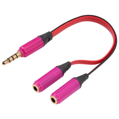 Noodle Style Aux Audio Cable 3.5mm Male to 2 x Female Splitter Connector, Compatible with Phones, Tablets, Headphones, MP3 Player, Car/Home Stereo & More(Magenta)