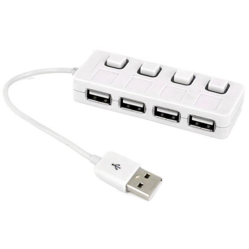 4 Ports USB 2.0 HUB with 4 Switch(White)