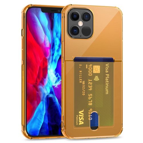 For iPhone 12 mini TPU Transparent Protective Case with Card Slots (Yellow)