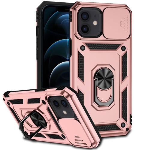 For iPhone 12 mini Sliding Camshield Holder Phone Case (Rose Gold)