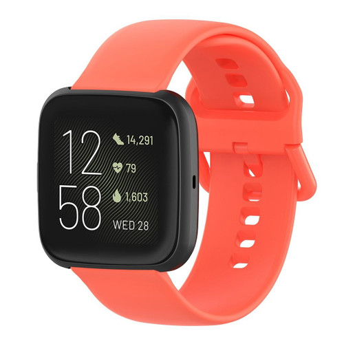 23mm Color Buckle Silicone Wrist Strap Watch Band for Fitbit Versa 2 / Versa / Versa Lite / Blaze, Size: L(Watermelon Red)