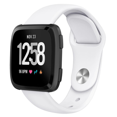 For Fitbit Versa 2 / Fitbit Versa / Fitbit Versa Lite Solid Color Silicone Watch Band, Size:L(White)