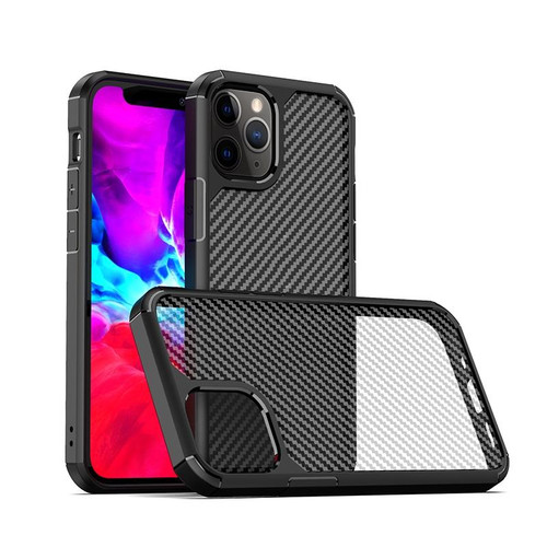 For iPhone 12 / 12 Pro iPAKY Pioneer Series Carbon Fiber Texture Shockproof TPU + PC Case(Black)