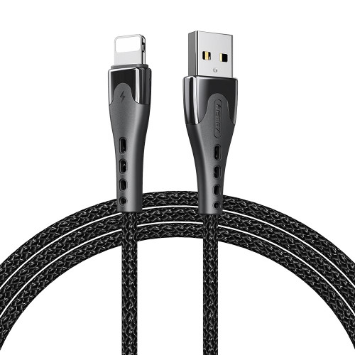 REMAX RC-150i KAWAY Series 1m 2.4A USB to 8 Pin Aluminum Alloy Braid Fast Charging Data Cable (Black)