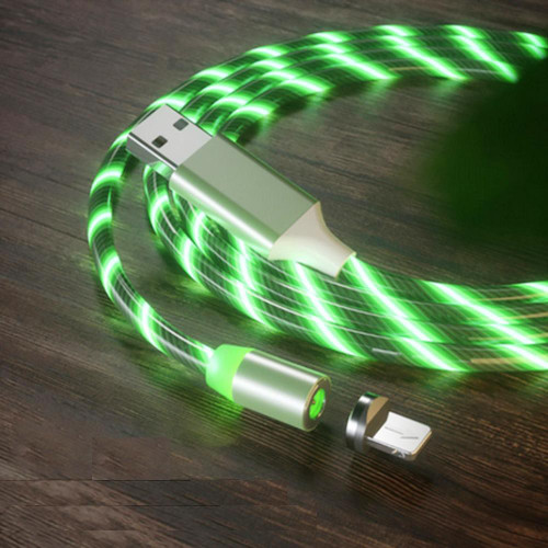 USB to 8 Pin Magnetic Suction Colorful Streamer Mobile Phone Charging  Cable, Length: 1m(Green Light)