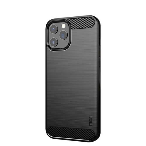 For iPhone 12 / 12 Pro MOF Gentleness Series Brushed Texture Carbon Fiber Soft TPU Case(Black)