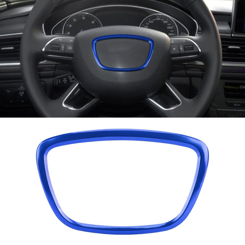 Car Auto Steering Wheel Ring Cover Trim Sticker Decoration for Audi (Blue)