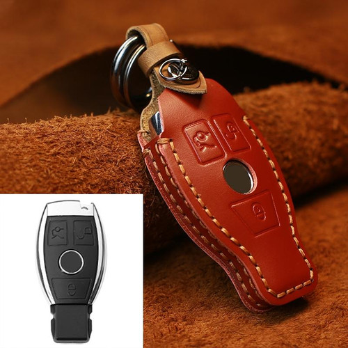 For Mercedes-Benz Old Style Car Cowhide Leather Key Protective Cover Key Case (Red) For Mercedes-Benz Old Style Car Cowhide Leather Key Protective Cover Key Case (Red)
