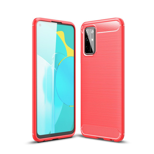 For Huawei Honor 30S Brushed Texture Carbon Fiber TPU Case(Red)
