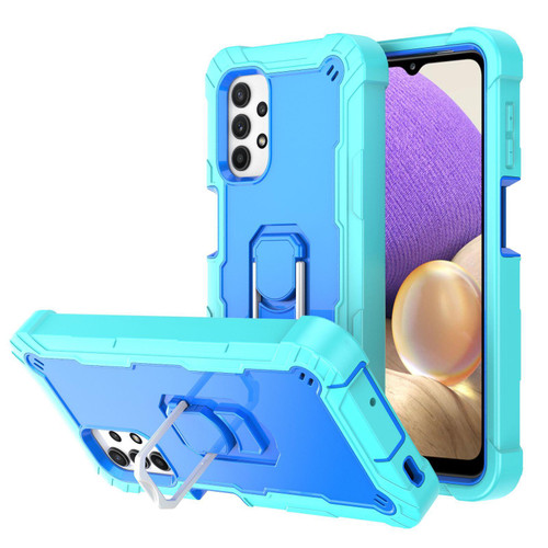 For Samsung Galaxy A32 5G PC + Rubber 3-layers Shockproof Protective Case with Rotating Holder(Mint Green + Blue) For Samsung Galaxy A32 5G PC + Rubber 3-layers Shockproof Protective Case with Rotating Holder(Mint Green + Blue)