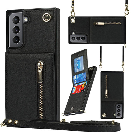 For Samsung Galaxy S21 5G Cross-body Zipper Square TPU+PU Back Cover Case with Holder & Card Slots & Wallet & Strap(Black) For Samsung Galaxy S21 5G Cross-body Zipper Square TPU+PU Back Cover Case with Holder & Card Slots & Wallet & Strap(Black)