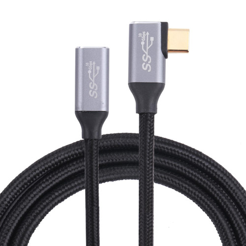 Elbow USB-C / Type-C Male to USB-C / Type-C Female Transmission Data Cable, Cable Length:1m