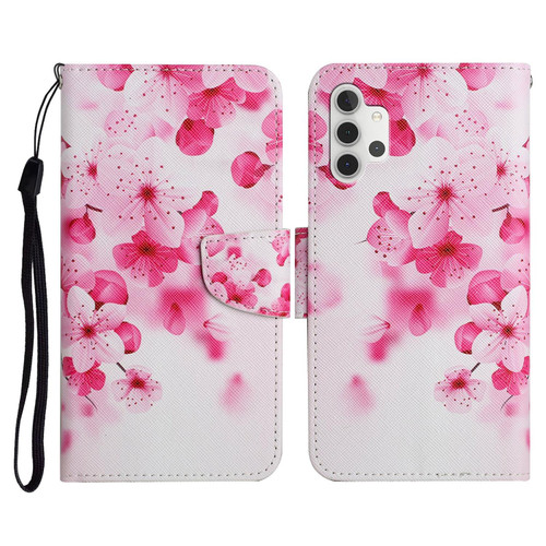For Samsung Galaxy A32 5G Painted Pattern Horizontal Flip Leather Case with Holder & Card Slot & Wallet(Red Flower)
