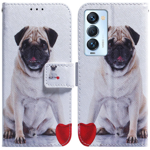 For Tecno Camon 18 Premier Coloured Drawing Leather Phone Case(Pug)