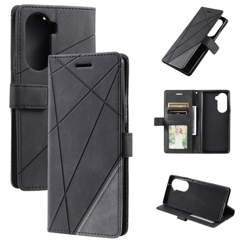 For Honor 60 Pro Skin Feel Splicing Leather Phone Case(Black)