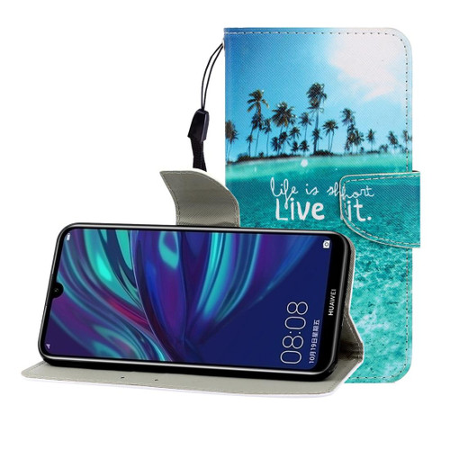 For  Huawei Honor 10i / 20i Colored Drawing Horizontal Flip Leather Case with Holder & Card Slot & Wallet(Coconut Tree)