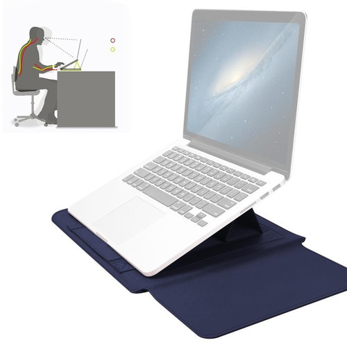 4 in 1 Universal Waterproof PU Leather Laptop Liner Bag with Handle & Stand & Pen Holder + 2 Winders + Mouse Bag + Charger Bag Set for 11/12 inch laptops(Dark Blue)