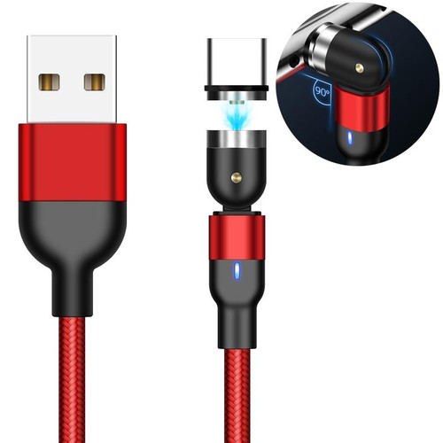 2m 2A Output USB to USB-C / Type-C Nylon Braided Rotate Magnetic Charging Cable(Red)