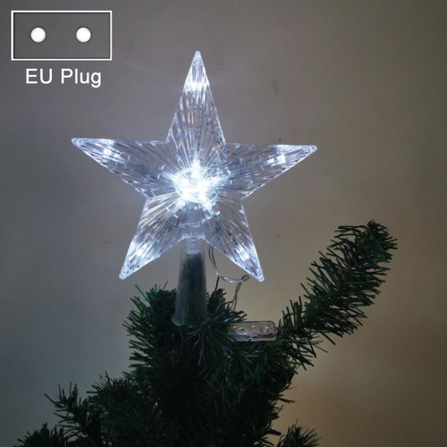 Christmas Tree Top Light LED Glowing Star Lights, Size: Small EU Plug(White)