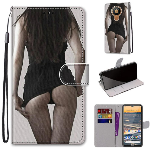 For Nokia 5.3 Coloured Drawing Cross Texture Horizontal Flip PU Leather Case with Holder & Card Slots & Wallet & Lanyard(Upskirt)
