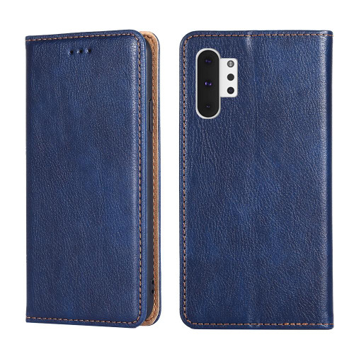 For Samsung Galaxy Note10+ PU + TPU Gloss Oil Solid Color Magnetic Horizontal Flip Leather Case with Holder & Card Slot & Wallet(Blue)