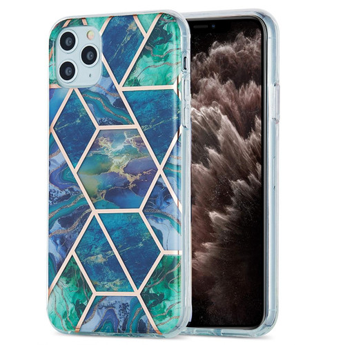 For iPhone 11 Pro Max 3D Electroplating Marble Pattern TPU Protective Case (Dark Green)