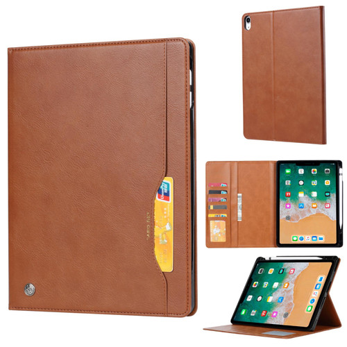 For iPad mini 6 Knead Skin Texture Horizontal Flip Leather Tablet Case with Photo Frame & Holder & Card Slots & Wallet & Pen Slot & Sleep / Wake-up Function(Brown)