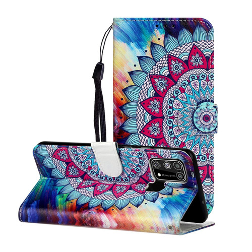 For Samsung Galaxy M31 Oil Embossed Coloured Drawing Pattern Horizontal Flip PU Leather Case with Holder & Card Slots & Wallet(Half Sunflower)
