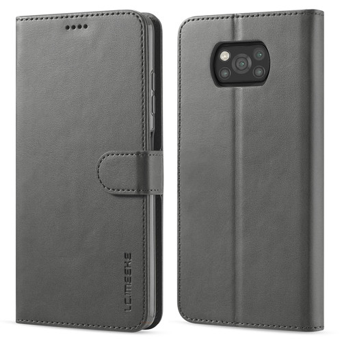For Xiaomi Poco X3 NFC LC.IMEEKE Calf Texture Horizontal Flip Leather Case with Holder & Card Slots & Wallet(Grey)