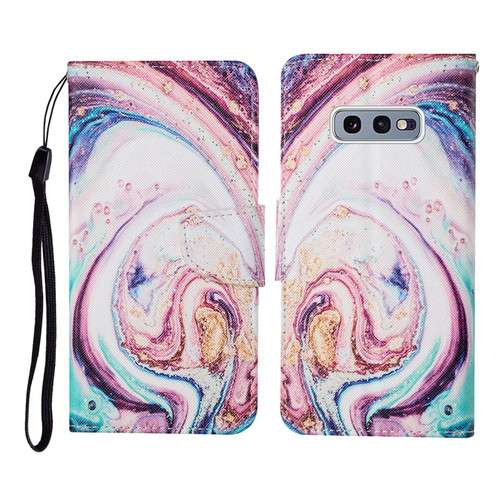 For Samsung Galaxy S10e Colored Drawing Pattern Horizontal Flip Leather Case with Holder & Card Slots & Wallet & Lanyard(Whirlpool Marble)
