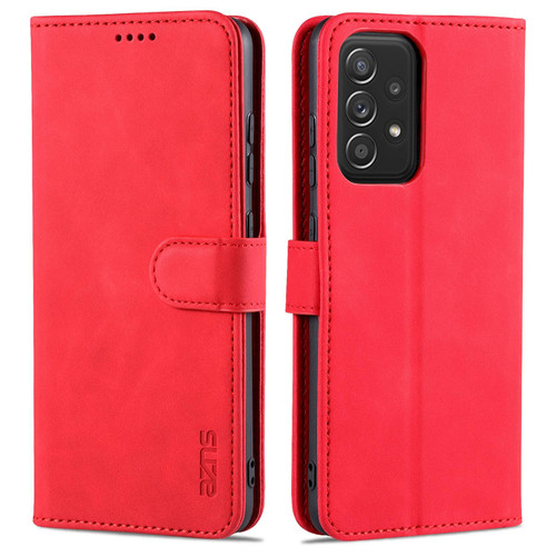 For Samsung Galaxy A52 5G / 4G AZNS Skin Feel Calf Texture Horizontal Flip Leather Case with Card Slots & Holder & Wallet(Red)
