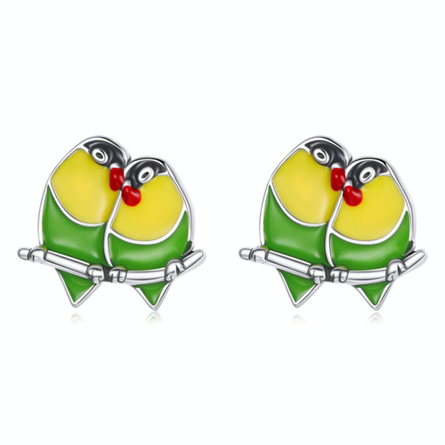 S925 Sterling Silver Two Orioles Ear Studs Women Earrings