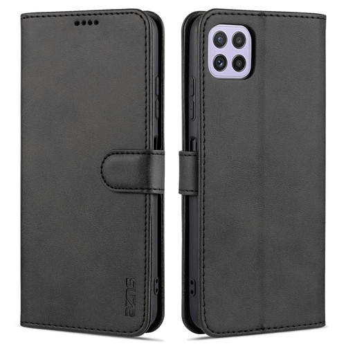 For Samsung Galaxy A22 5G AZNS Skin Feel Calf Texture Horizontal Flip Leather Case with Card Slots & Holder & Wallet(Black)