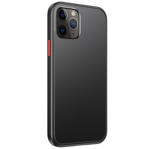 For iPhone 12 mini Skin Feel Frosted PC + TPU Shockproof Case with Color Button (Black)