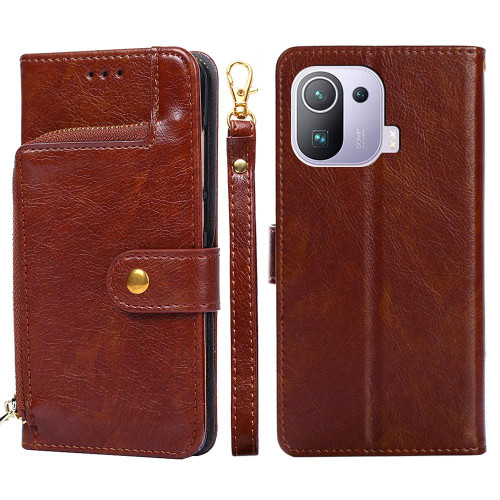 Zipper Bag PU + TPU Horizontal Flip Leather Case with Holder & Card Slot & Wallet & Lanyard For Xiaomi Mi 11 Pro(Brown) Zipper Bag PU + TPU Horizontal Flip Leather Case with Holder & Card Slot & Wallet & Lanyard For Xiaomi Mi 11 Pro(Brown)