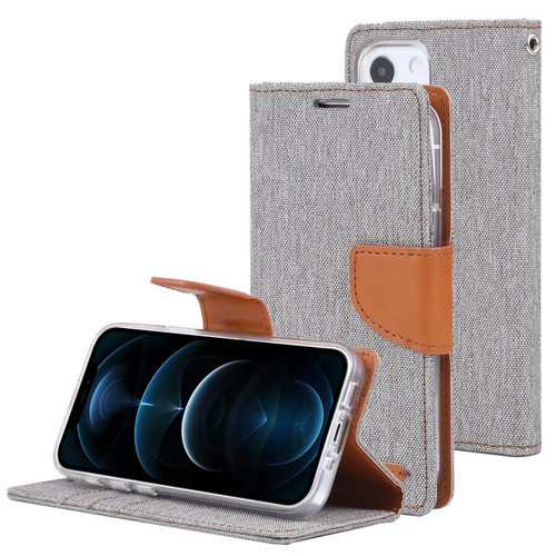 For iPhone 13 GOOSPERY CANVAS DIARY Canvas Texture Horizontal Flip PU Leather Case with Holder & Card Slots & Wallet(Grey)