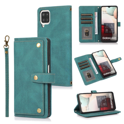 For Samsung Galaxy A12 PU + TPU Horizontal Flip Leather Case with Holder & Card Slot & Wallet & Lanyard(Lake Blue)