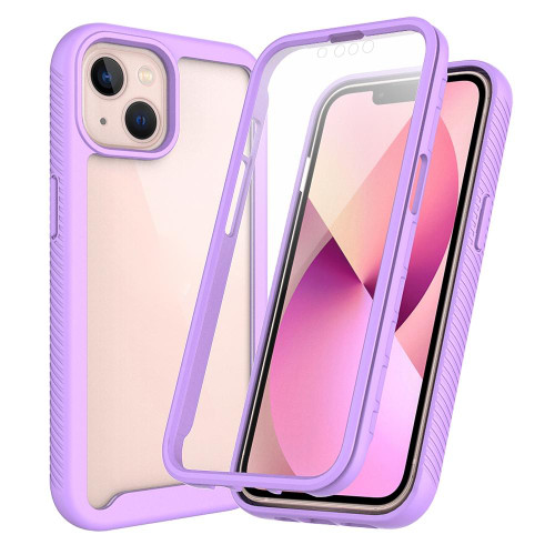 For iPhone 13 Starry Sky Solid Color Series Shockproof PC + TPU Case with PET Film(Light Purple)