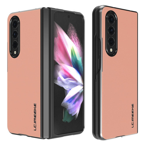 For Samsung Galaxy Z Fold3 5G LC.IMEEKE Shock-resistant Plain Leather All-inclusive Protective Case(Pink)