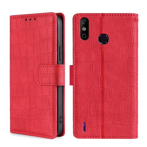 For Infinix Smart 4 Skin Feel Crocodile Texture Magnetic Clasp Horizontal Flip PU Leather Case with Holder & Card Slots & Wallet(Red)