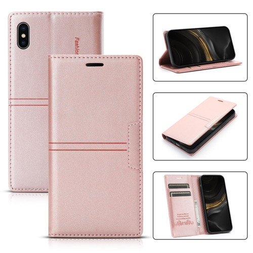 For iPhone X / XS Dream Magnetic Suction Business Horizontal Flip PU Leather Case with Holder & Card Slot & Wallet(Rose Gold)