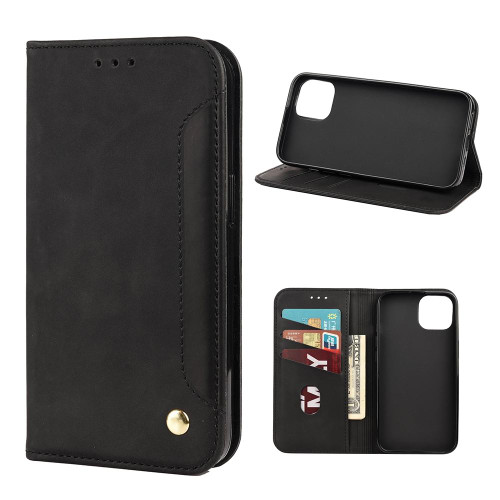 For iPhone 12 mini Skin Feel Splicing Leather Phone Case (Black)