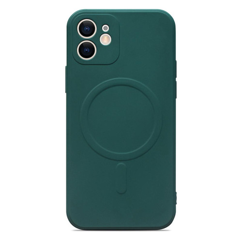 For iPhone 12 Liquid Silicone Full Coverage Magsafe Phone Case(Dark Green)