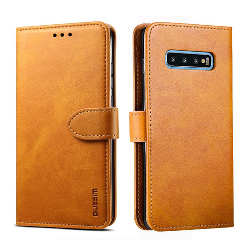For Galaxy S10 GUSSIM Business Style Horizontal Flip Leather Case with Holder & Card Slots & Wallet(Khaki)